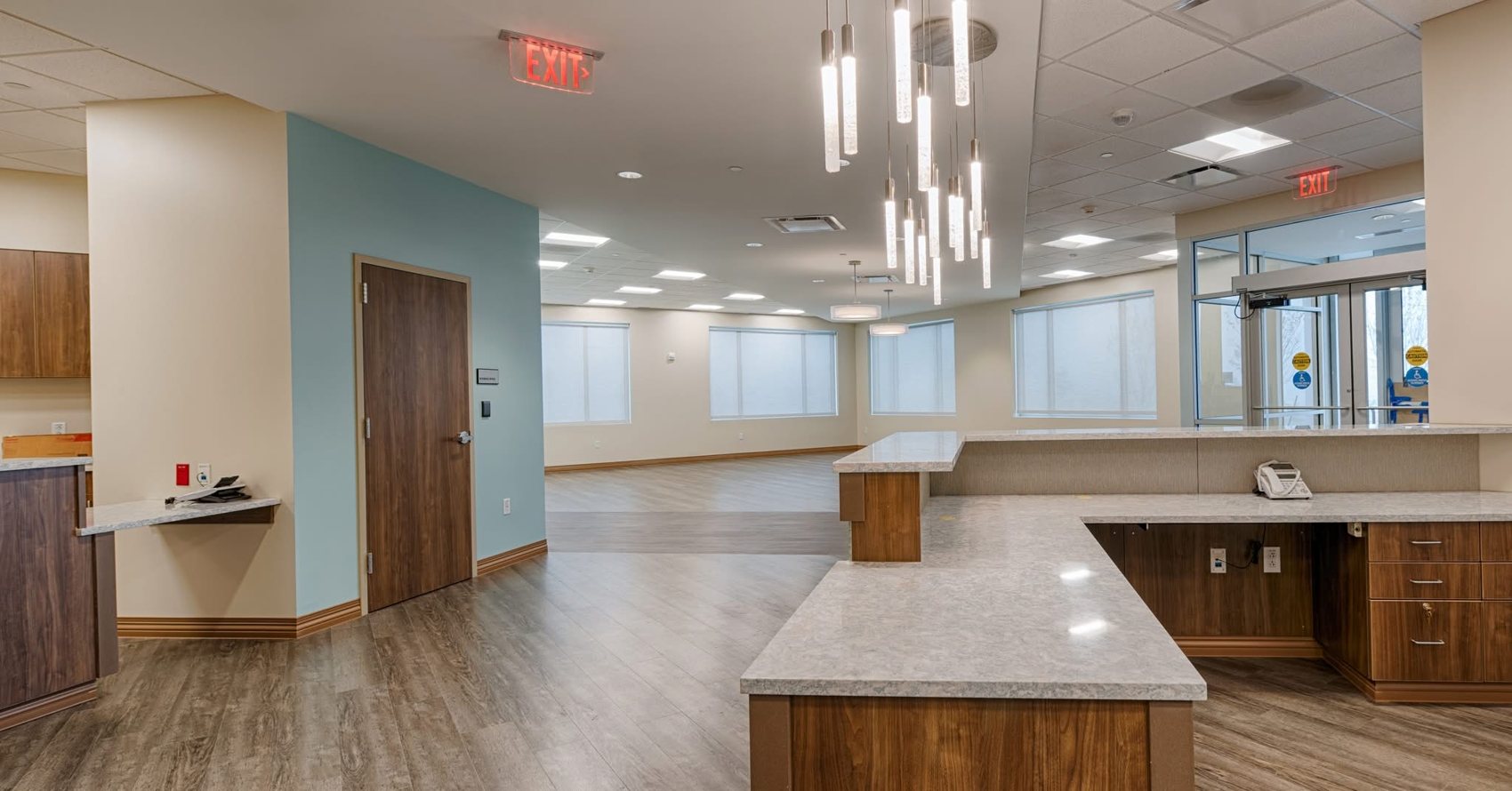 Interior finish out of a Boatman Construction specialty athletic facility